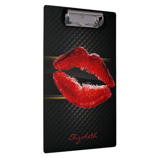 Moderne, stilvolle Glitzer Rote Lippen, schwarz-Pe Klemmbrett (Rechts)