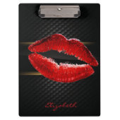 Moderne, stilvolle Glitzer Rote Lippen, schwarz-Pe Klemmbrett (Vorderseite)