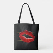 Moderne, stilvolle Glitzer Rote Lippen, schwarz-Pe Tasche (Rückseite)