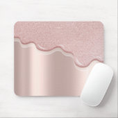 Moderne stilvolle Glitzer Tropfen Rose Gold Mousepad (Mit Mouse)