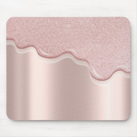 Moderne stilvolle Glitzer Tropfen Rose Gold Mousepad (Vorne)