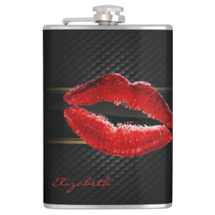 Moderne stilvolle glitzernde rote Lippen, personal Flachmann
