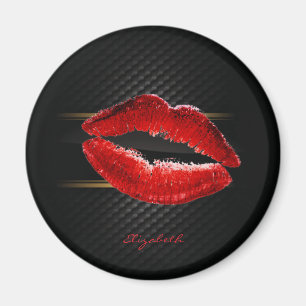 Moderne stilvolle glitzernde rote Lippen, personal Magnet
