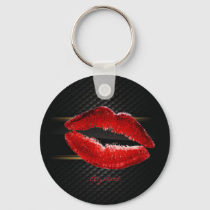 Moderne stilvolle glitzernde rote Lippen, personal Schlüsselanhänger