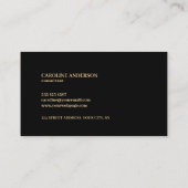 Moderne, stilvolle Gold Black Business Card Visitenkarte (Rückseite)