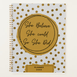 Moderne, stilvolle Gold Glitzer Polka Dots Planer