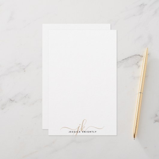 Moderne, stilvolle Gold Monogram Initials Minimal (Vorderseite/Rückseite Beispiel)