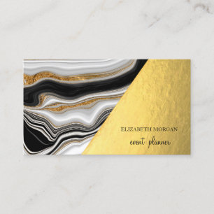 Moderne stilvolle gold-schwarze weiße Marmoroptik Visitenkarte