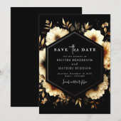 Moderne, stilvolle Gold- und Black Wedding Save The Date (Vorne/Hinten)