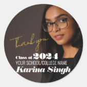 Moderne stilvolle Graduierungsparty Runder Aufkleber (Vorderseite)