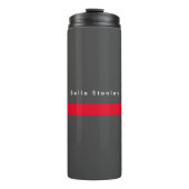 Moderne, stilvolle Grau Red Your Name Thermosbecher (Vorderseite)