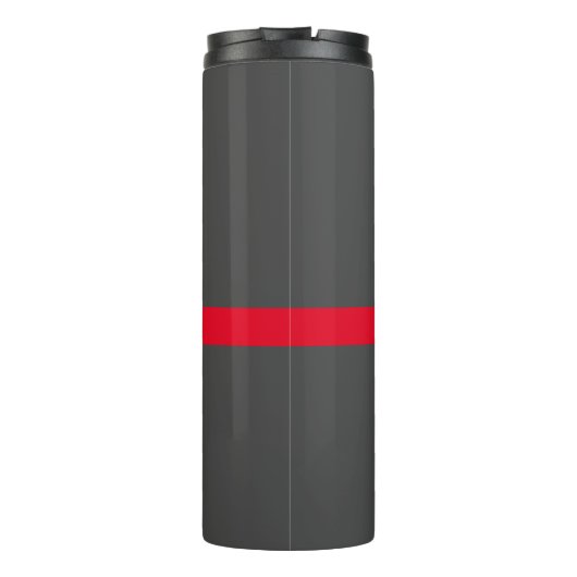 Moderne, stilvolle Grau Red Your Name Thermosbecher (Rückseite)