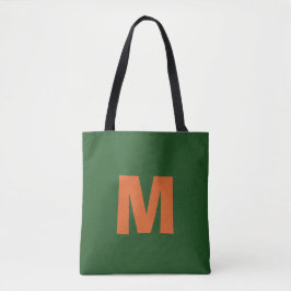 Moderne stilvolle grüne und orangefarbene Monogram Tasche