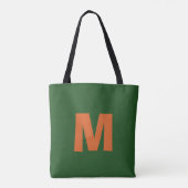 Moderne stilvolle grüne und orangefarbene Monogram Tasche (Rückseite)