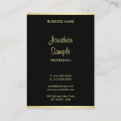 Moderne, stilvolle Handschrift Name Black Gold Tre Visitenkarte (Rückseite)