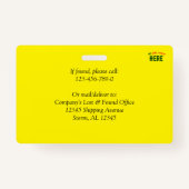 MODERNE, STILVOLLE, HELLE GELBEN-ÜBERPRÜFTE MARKE AUSWEIS (Rückseite)