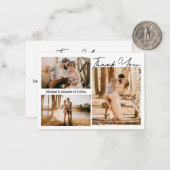 moderne stilvolle Hochzeit 3 Fotos Collage danke Mitteilungskarte (Vorderseite/Rückseite Beispiel)