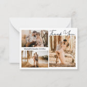 moderne stilvolle Hochzeit 3 Fotos Collage danke Mitteilungskarte (Vorderseite)