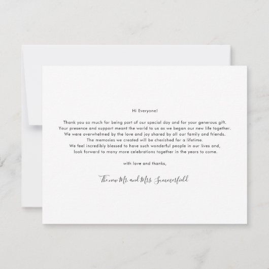 Moderne, stilvolle Hochzeit 3 Fotos Vielen Dank Mitteilungskarte (Rückseite)