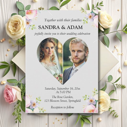 Moderne, stilvolle Hochzeit im Foto Einladung