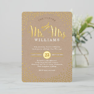 MODERNE STILVOLLE HOCHZEIT Konfetti Kraft Braun Go Folieneinladung
