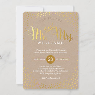 MODERNE STILVOLLE HOCHZEIT mini gold konfetti kraf Einladung