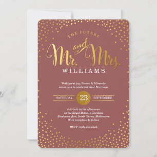 MODERNE STILVOLLE HOCHZEIT mini goldene Konfetti M Einladung