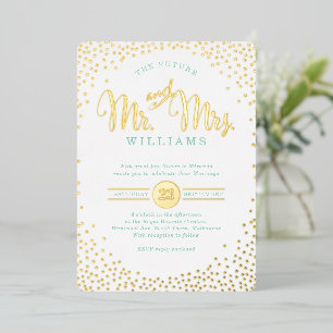 MODERNE STILVOLLE HOCHZEIT mini Konfetti gold mint Folieneinladung