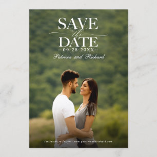 Moderne, stilvolle Hochzeit spart das Date-Foto Einladung