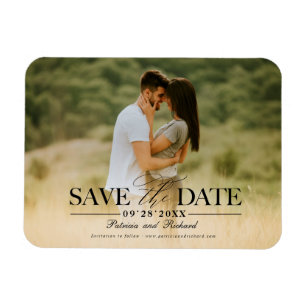 Moderne, stilvolle Hochzeit spart das Date-Foto Magnet