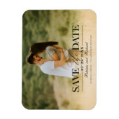 Moderne, stilvolle Hochzeit spart das Date-Foto Magnet (Vertikal)