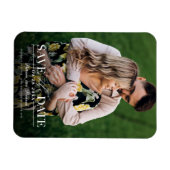 Moderne, stilvolle Hochzeit spart das Date-Foto Magnet (Horizontal)