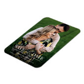 Moderne, stilvolle Hochzeit spart das Date-Foto Magnet (Linke Seite)