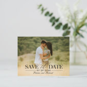 Moderne, stilvolle Hochzeit spart das Date-Foto Postkarte (Stehend Vorderseite)