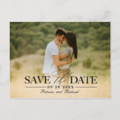 Moderne, stilvolle Hochzeit spart das Date-Foto Postkarte (Vorderseite)