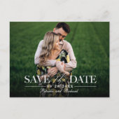 Moderne, stilvolle Hochzeit spart das Date-Foto Postkarte (Vorderseite)