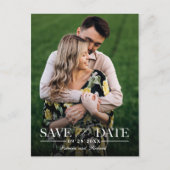 Moderne, stilvolle Hochzeit spart das Date-Foto Postkarte (Vorderseite)