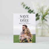 Moderne, stilvolle Hochzeit spart das Date-Foto Postkarte (Stehend Vorderseite)