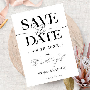 Moderne, stilvolle Hochzeit spart das Date Non Fot Einladung