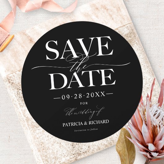 Moderne, stilvolle Hochzeit spart das Date Non Fot Einladung