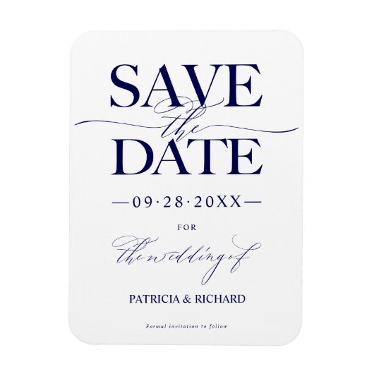 Moderne, stilvolle Hochzeit spart das Date Non Fot Magnet (Vertikal)