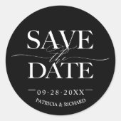 Moderne, stilvolle Hochzeit spart das Datum Runder Aufkleber (Vorderseite)