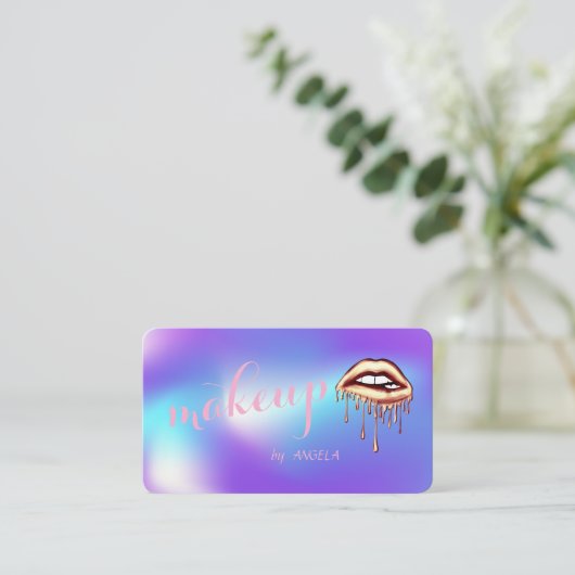 Moderne, stilvolle Holografie-, Metallic Dripping Visitenkarte (Stehend Vorderseite)