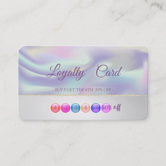 Moderne, stilvolle Holographic Makeup Loyalty Card Treuekarte (Vorderseite)