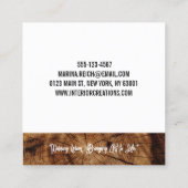 moderne, stilvolle Holzarbeiter Business Card Quadratische Visitenkarte (Rückseite)