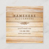 Moderne stilvolle hölzerne quadratische visitenkarte (Rückseite)