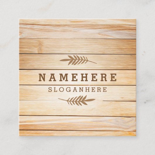 Moderne stilvolle hölzerne quadratische visitenkarte (Vorderseite)