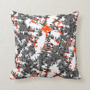 Moderne, stilvolle Ikat Abstrakt Orange Gray Mix Kissen