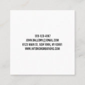 moderne, stilvolle Inneneinrichtung Business Card Quadratische Visitenkarte (Rückseite)