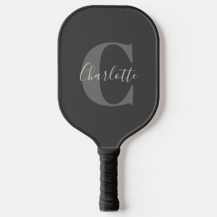 Moderne stilvolle Kalligrafie-Monogramm in Schwarz Pickleball Schläger